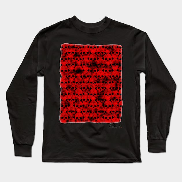 Skulls Corroded Masses Red by Blackout Design Long Sleeve T-Shirt by Blackout Design